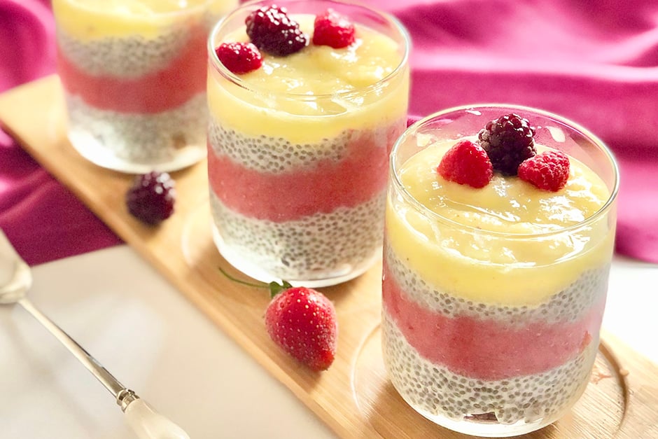 Ananaslı Çilekli Chia Puding