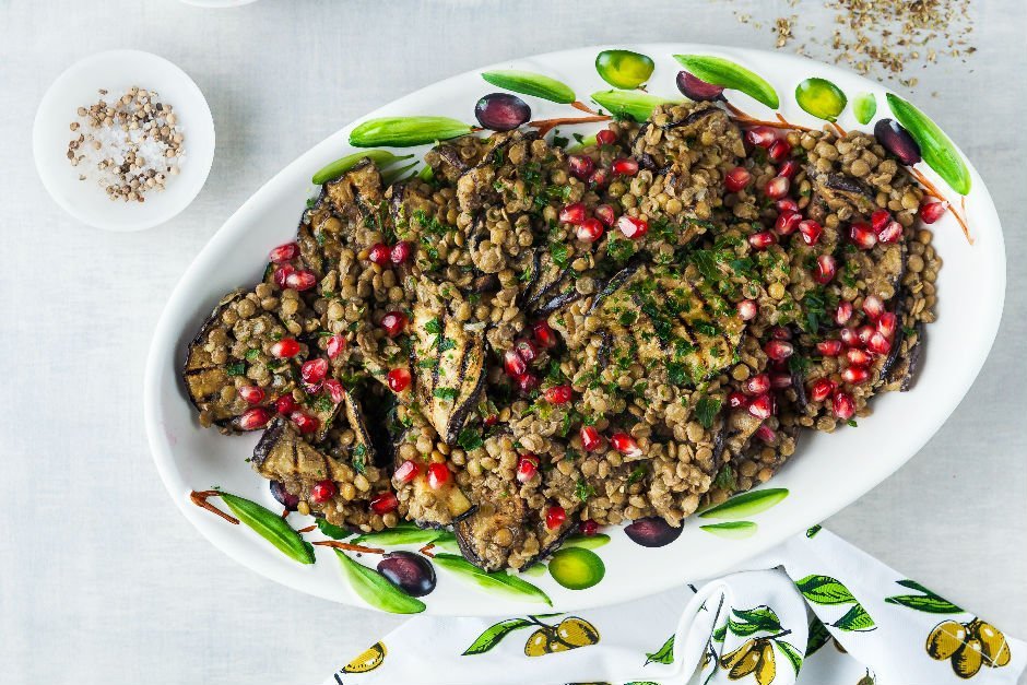 Patlıcanlı Yeşil Mercimek Salatası